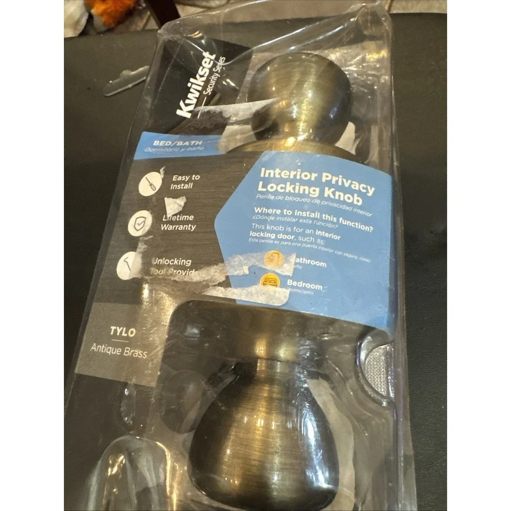 Kwikset Bed And Bath Tylo Antique Brass ‎ 300t 5 Cp V1 Door Knob